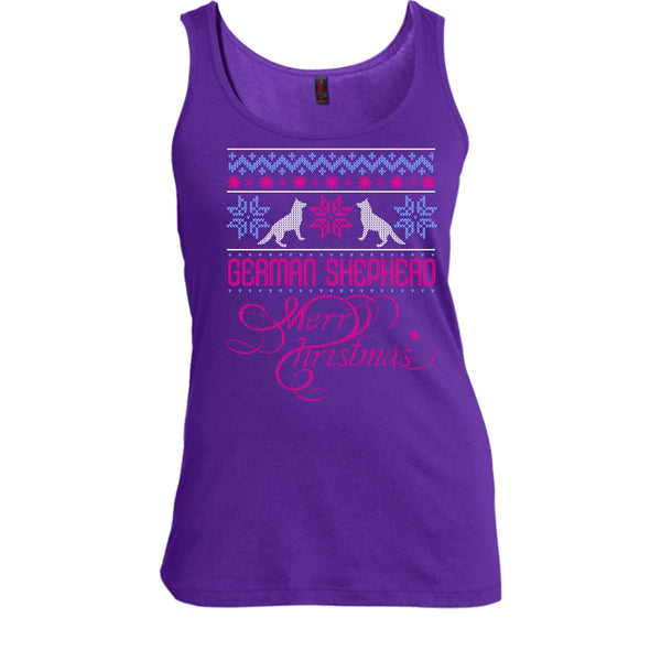German Shepherd T Shirt, Merry Christmas Tank Top