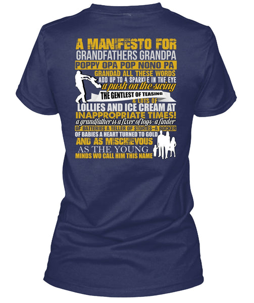A Manifesto For Grandfathers Grandpa T Shirt, I Love My Kid T Shirt