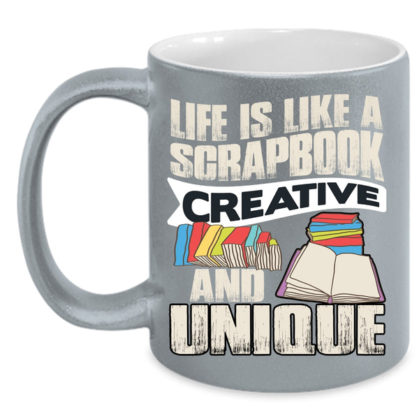 Life Is Like A Scrapbook Creative Coffee Mug, Cool Books Coffee Cup