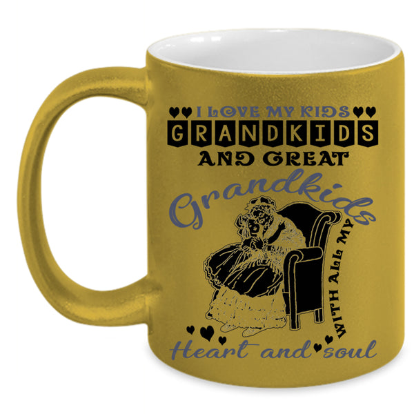 Grandkids And Great Grandkids Coffee Mug, I Love My Kids Accent Mug