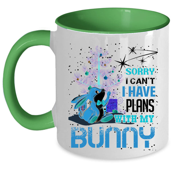 Cool Christmas Coffee Mug, I Have Plans With My Bunny Accent Mug