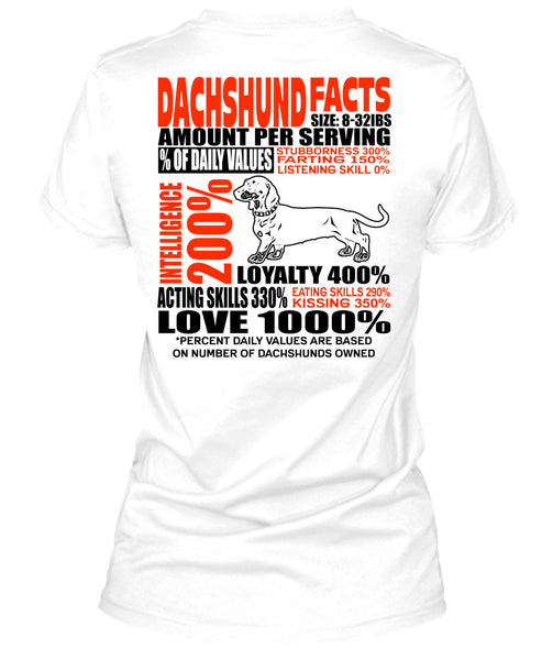 Dachshund Facts T Shirt, I Love Dachshund T Shirt