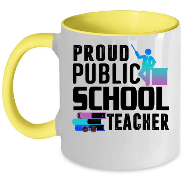 Cat Lovers Coffee Mug, Proud Public School Teacher Accent Mug