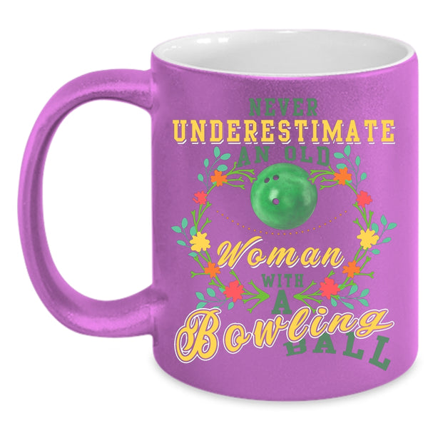 An Old Woman With A Bowling Ball Coffee Mug, Cute Grandmas Coffee Cup