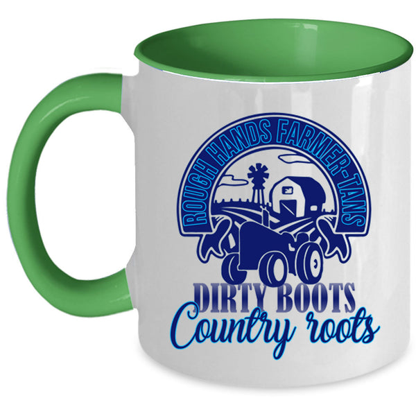 Dirt Boots Coffee Mug, Rough Hands Farmer Tans Accent Mug