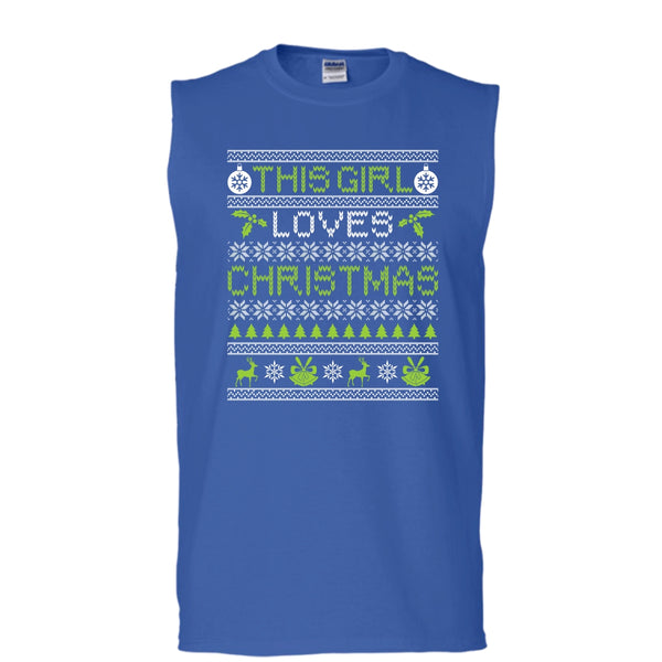 This Girl Loves Christmas T Shirt, Gift For Daughter T Shirt, Cool T Shirt (Men's Cotton Sleeveless)
