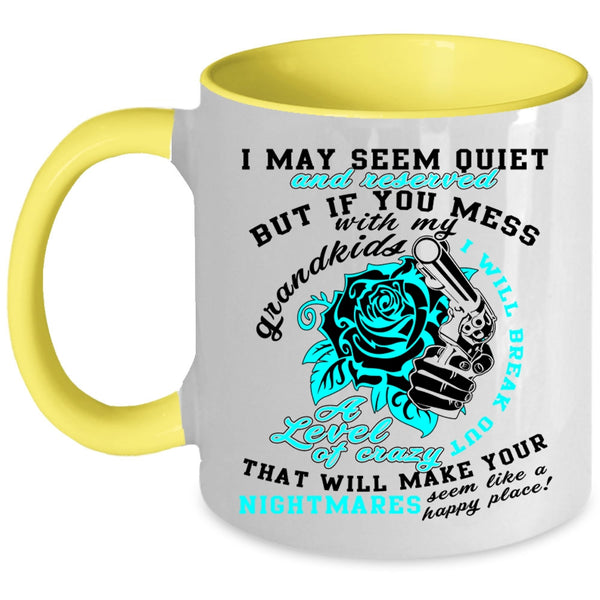 Cool Gift For Dad Coffee Mug, Don't Mess With My Grandkids Accent Mug