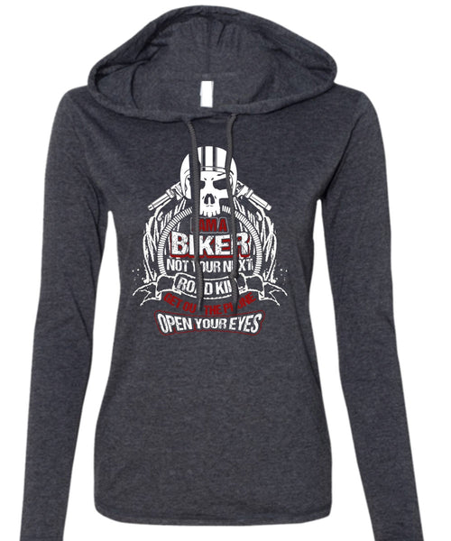 I Am A Biker T Shirt, Road Kill T Shirt (Anvil Ladies Ringspun Hooded)