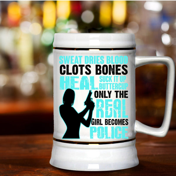 Awesome Girls Beer Stein 22oz, Only The Real Girl Becomes Police Beer Mug