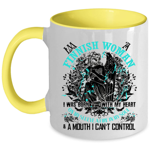 I Was Born With My Heart Coffee Mug, I'm A Finnish Woman Accent Mug