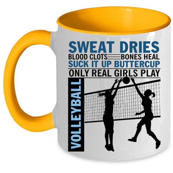 Cool Girls Coffee Mug, Only Real Girls Play Volleyball Accent Mug