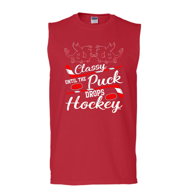 Classy Until The Puck Drops Hockey T Shirt, Merry Christmas T Shirt, Cool T Shirt (Men's Cotton Sleeveless)