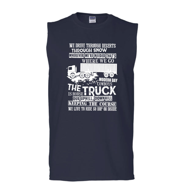 The Truck Is Horse T Shirt, Coolest Trucker T Shirt, Cool T Shirt (Men's Cotton Sleeveless)