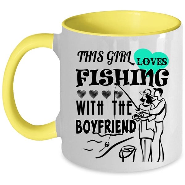 Cool Couple Coffee Mug, This Girl Loves Fishing With The Boyfriend Accent Mug