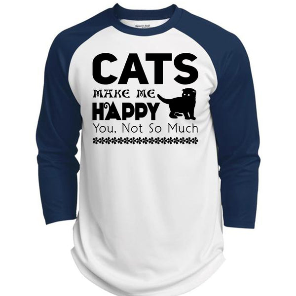 Cats Make Me Happy T Shirt, I Love Cat T Shirt, Cool Pets T Shirt  (Polyester Game Baseball Jersey)