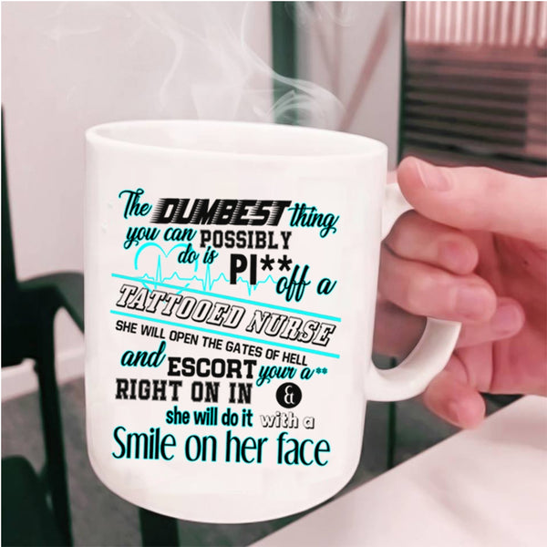 Funny Gift For Nurse Coffee Mug, Tattooed Nurse Cup