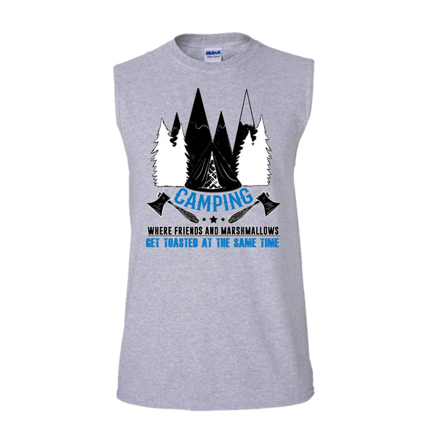 Camping T Shirt, Coolest Camping T Shirt, Awesome t-shirts (Men's Cotton Sleeveless)