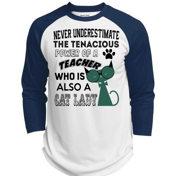 The Tenacious Power Of A Teacher Who Is Also A Cat Lady T Shirt, Being A Teacher T Shirt, Awesome T-Shirts  (Polyester Game Baseball Jersey)