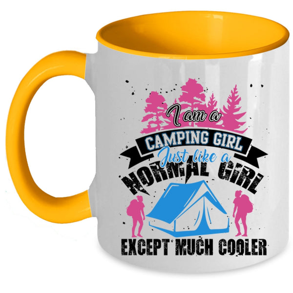Funny Camping Girls Coffee Mug, I Am A Camping Girl Accent Mug