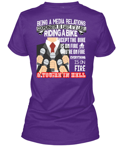 Being A Media Relations Coordinator Is Easy T Shirt, It's Like Riding A Bike T Shirt