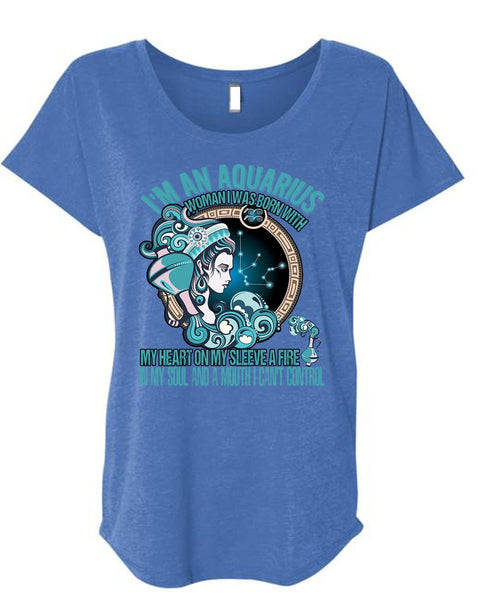 I'm An Aquarius T Shirt, My Heart On My Sleeve T Shirt, Cool Shirt (Ladies' Triblend Dolman Sleeve)