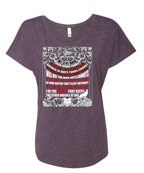 I'm The Wolf T Shirt, Being A Police T Shirt, Cool Shirt (Ladies' Triblend Dolman Sleeve)