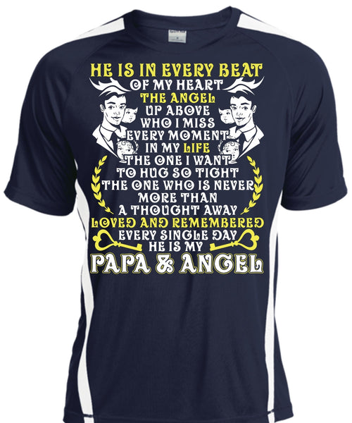 He Is In Every Beat Of My Heart T Shirt, Papa And Angel T Shirt, Cool Shirt
