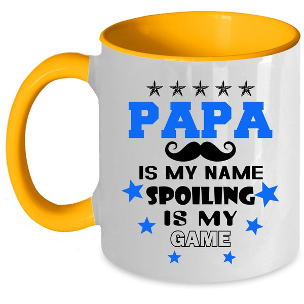 Spoiling Is My Game Coffee Mug, Papa is My Name Accent Mug