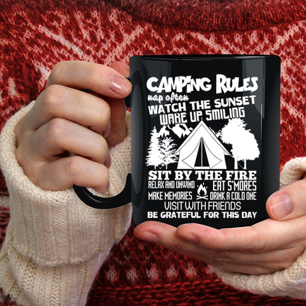 Camping Rules Coffee Mug, Awesome Gift For Camper Coffee Cup