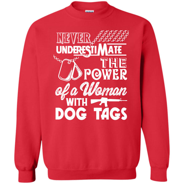 Coolest Veteran Mom T Shirt, The Power Of A Woman With A Dog Tag Sweatshirt