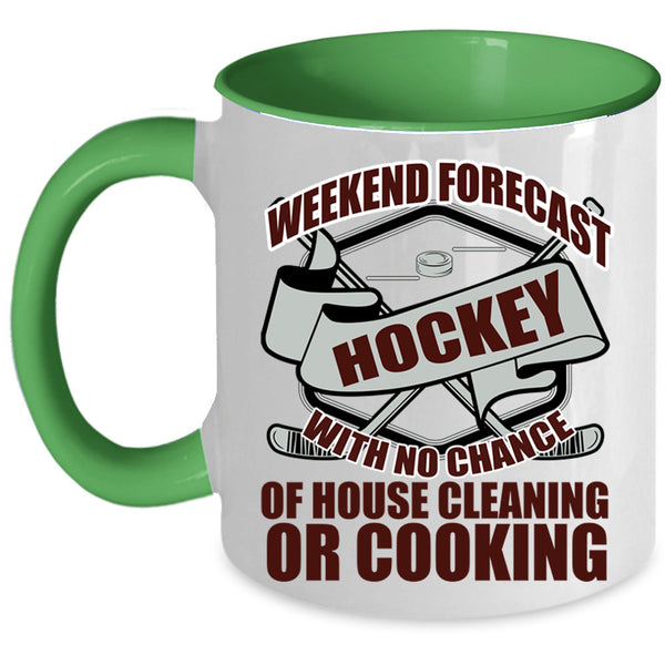 Cool Sporty Coffee Mug, Weekend Forecast Hockey Accent Mug