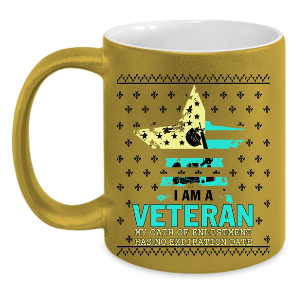 Awesome American Flag Coffee Mug, I Am A Veteran Accent Mug