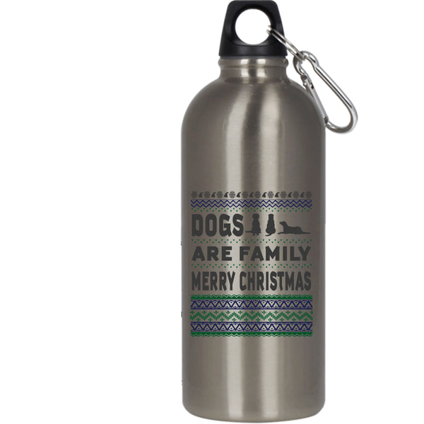Dogs Are Family 20 oz Stainless Steel Bottle,Merry Christmas Outdoor Sports Water Bottle