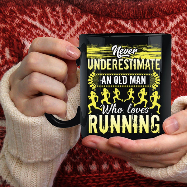 An Old Man Loves Running Coffee Mug, Funny Gift For Grandpas Coffee Cup