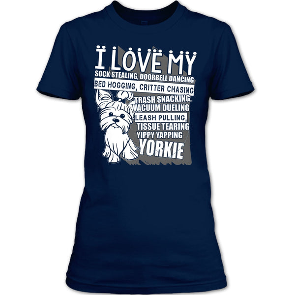 I Love My Sock Stealing T Shirt, Coolest Yorkie T Shirt