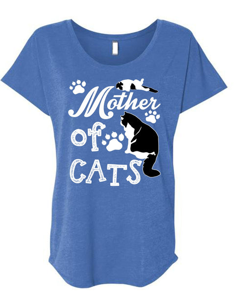 Mother Of Cats T Shirt, My Favorite T Shirt, Cool Shirt (Ladies' Triblend Dolman Sleeve)
