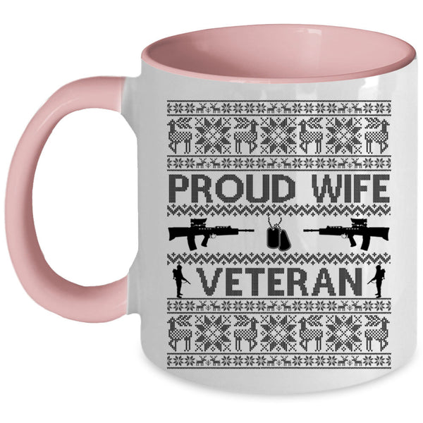 Cute Gift For Veteran's Wife Coffee Mug, Proud Wife Veteran Accent Mug