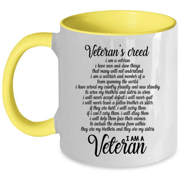 I Am A Veteran Coffee Mug, Veteran's Creed Accent Mug