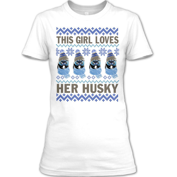 This Girl Loves Her Husky T Shirt, Husky Merry Christmas T Shirt