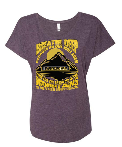 The Fresh Air In The Mountains T Shirt, Being A Hiker T Shirt, Cool Shirt (Ladies' Triblend Dolman Sleeve)