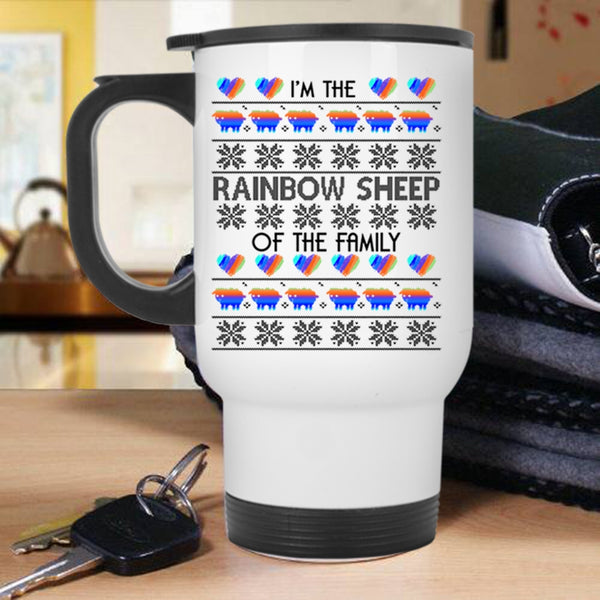 Christmas Travel Mug, I'm The Rainbow Sheep Of The Family Mug