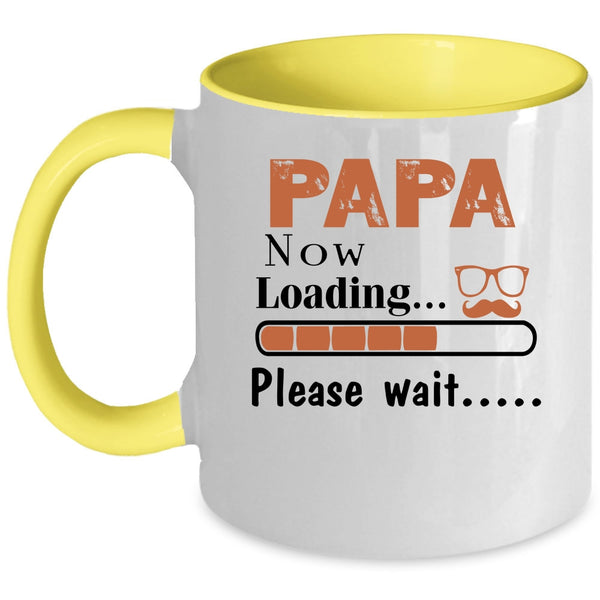 Cute Papa Coffee Mug, Papa Now Loading Please Wait Accent Mug