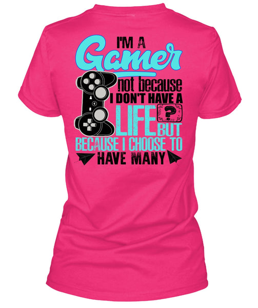 I'm A Gamer T Shirt, I Don't Have A Life T Shirt, Cool Shirt (Ladies LS Heather V-Neck)