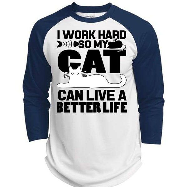 My Cat Can Live A Better Life T Shirt, I Work Hard T Shirt, Awesome T-Shirts  (Polyester Game Baseball Jersey)