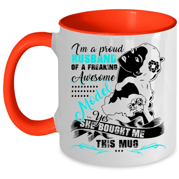 Cool Model's Husband Coffee Mug, I'm A Proud Husband Of A Model Accent Mug
