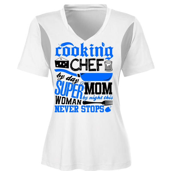 Cooking Chef By Day T Shirt, Mom By Night T Shirt, Cool Shirt (Ladies LS Heather V-Neck)