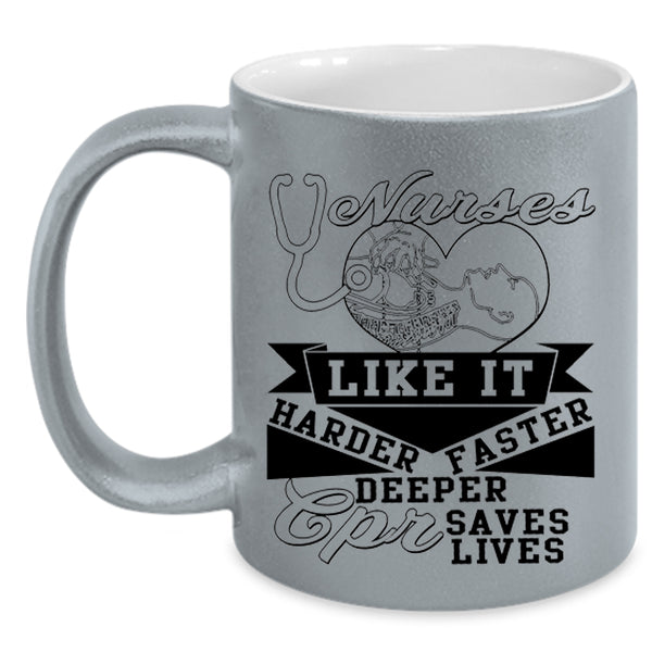 Harder Faster Deeper Coffee Mug, Nurses Accent Mug
