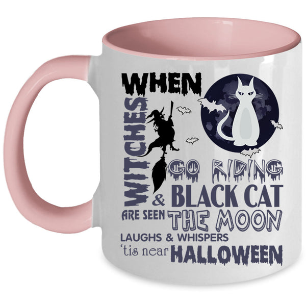 Black Cat Are Seen The Moon Coffee Mug, Witches Go Riding Accent Mug