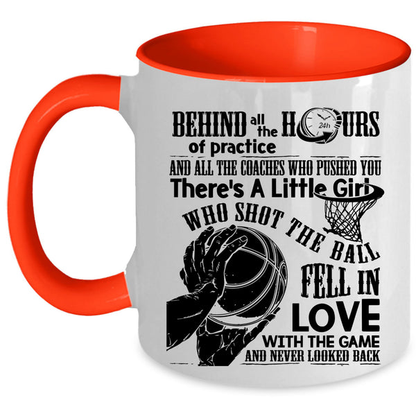 Cool Basketball Coffee Mug, Little Girl Shot The Ball Fell In Love Accent Mug