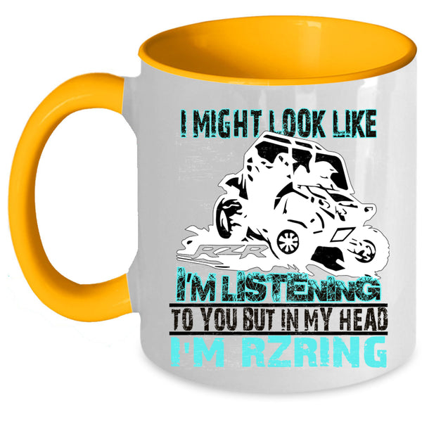 Cool Dirty Track Racing Coffee Mug, In My Head I'm Rzring Accent Mug